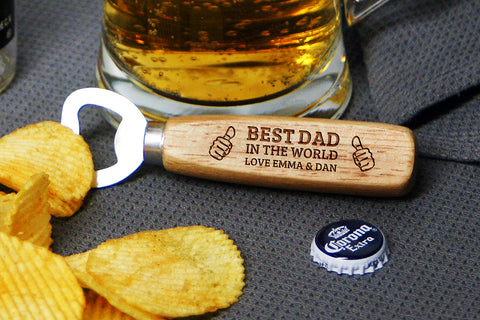 Personalised Engraved Bottle Opener ANY TEXT Best Dad In The World Xmas Birthday Anniversary Gift