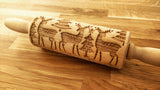CHRISTMAS DEERS engraved embossed MINI rolling pin by Wood's Good