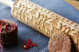 CHRISTMAS DEERS ELK  engraved embossed embossing rolling pin BIG christmas reindeers elk engraved embossing rolling pin gift kitchen utensil cookie cutter