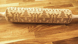 CHRISTMAS DEERS engraved embossed rolling pin BIG christmas reindeers elk engraved embossing rolling pingift kitchen utensil cookie cutter