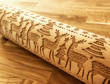CHRISTMAS DEERS engraved embossed rolling pin BIG christmas reindeers elk engraved embossing rolling pingift kitchen utensil cookie cutter
