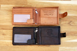 Personalised engraved TAN, DARK BROWN leather Wallet, Personalised wallet, personalised wallet for men, personalised mens wallet, leather wallet, mens leather wallet