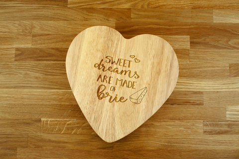 Personalised Engraved Heart Shaped Cheese Board Gift Set - SWEET DREAMS ARE MADE OF BRIE