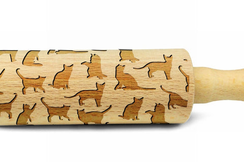CATS Pattern Embossing MINI Rolling Pin Wooden Laser Engraved Mini Rolling Pin With CATS For Embossed Cookies Cats Lovers Gift Kitchen utensil