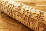 CHRISTMAS DEERS engraved embossed rolling pin BIG christmas reindeers elk engraved embossing rolling pingift kitchen utensil cookie cutter