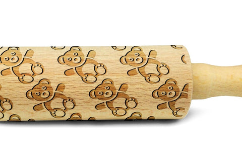 TEDDY BEARS engraved embossed MINI rolling pin sheep pattern engraved rolling pin by Wood's Good haribo bears embossing kids rolling pin