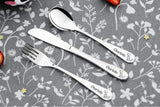 Personalised Engraved Childrens Cutlery Set Christening Birthday Kids Gift Idea - DINOSAUR Design & ANY TEXT engraving