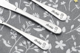 Personalised Engraved Childrens Cutlery Set Christening Birthday Kids Gift Idea - GIRAFFE HEAD Design & ANY TEXT engraving