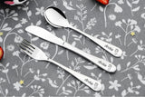 Personalised Engraved Childrens Cutlery Set Christening Birthday Kids Gift Idea - GIRAFFE HEAD Design & ANY TEXT engraving