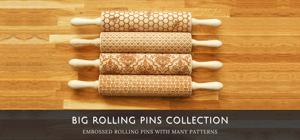 Embossed Co., Embossed Rolling Pins, Solid Wood, Handmade