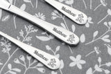 Personalised Engraved Childrens Cutlery Set Christening Birthday Kids Gift Idea - MONKEY Design & ANY TEXT engraving