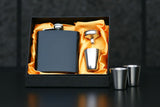 Personalised ENGRAVED Hip Flask 6oz Wedding Gift Groomsman Best Man Usher Gift -Set presented in a luxury gift box with Funnel and 4 cups 