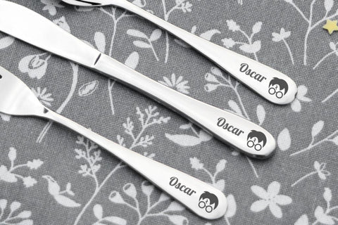 Personalised Engraved Childrens Cutlery Set Christening Birthday Kids Gift Idea - HARRY POTTER Design & ANY TEXT engraving