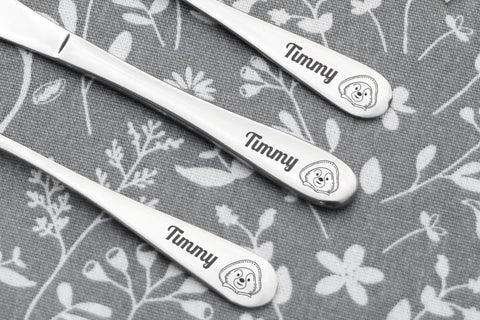 Personalised Engraved Childrens Cutlery Set Christening Birthday Kids Gift Idea - PADDINGTON BEAR Design & ANY TEXT engraving