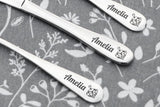 Personalised Engraved Childrens Cutlery Set Christening Birthday Kids Gift Idea - SPINNING TOY Design & ANY TEXT engraving