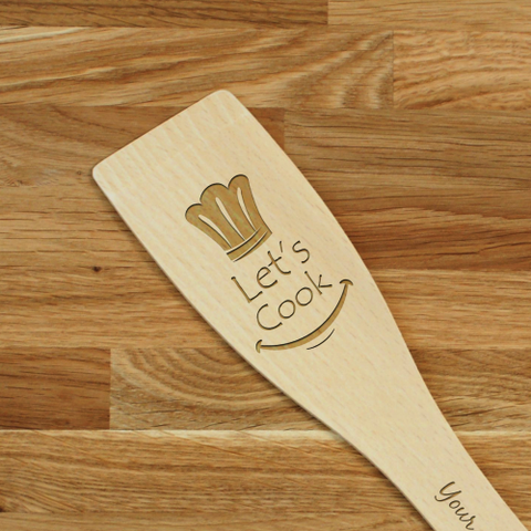 Engraved Personalized wooden SPATULA Let's Cook #1