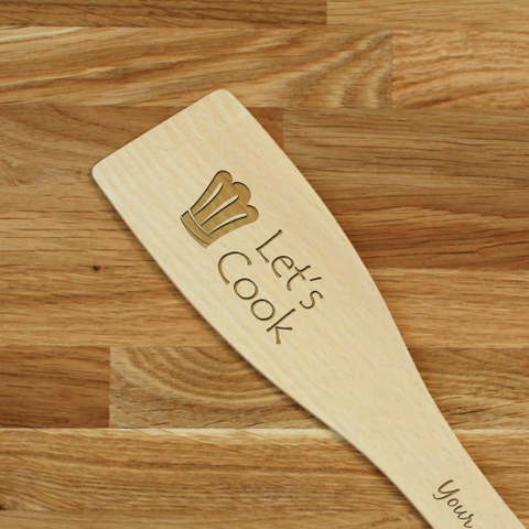 Engraved Personalized wooden SPATULA Let's Cook #2