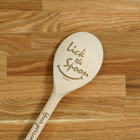 Engraved Personalized wooden SPOON Lick the Spoon!