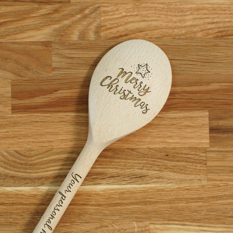 Engraved Personalized wooden SPOON Merry Christmas