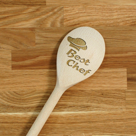 Engraved Personalized wooden SPOON Best Chef
