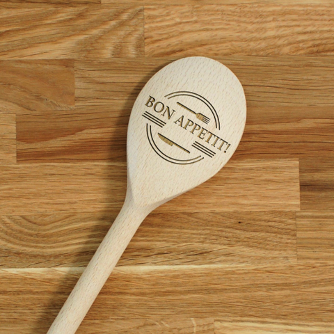 Engraved Personalized wooden SPOON Bon Appetit!