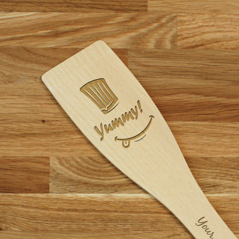Engraved Personalized wooden SPATULA Yummy! #2