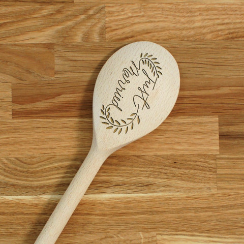 Engraved Personalized wooden SPOON Just Married Wedding Bridal Gift