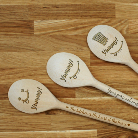 Engraved Personalized wooden SPOON Yummy!