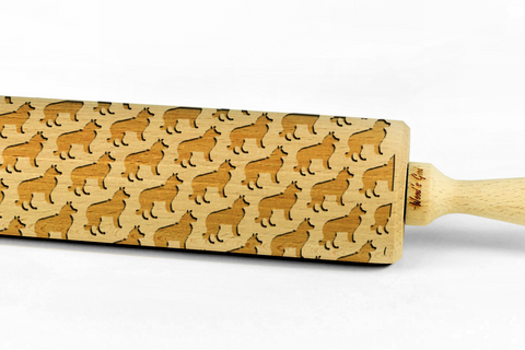 BORDER COLLIE - Engraved rolling pin, embossing rolling pin with dog breed pattern by Wood's Good Made in UK