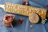 CHRISTMAS DEERS ELK  engraved embossed embossing rolling pin BIG christmas reindeers elk engraved embossing rolling pin gift kitchen utensil cookie cutter