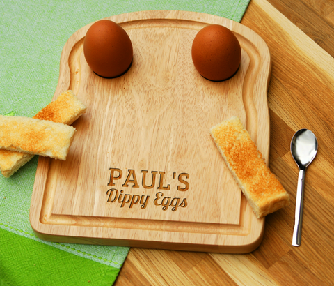 Personalised Engraved EGG & TOAST Breakfast Board - ANY NAME Dippy Eggs - Dippy Egg and Soldiers  - Birthday Gift for All Ocassions