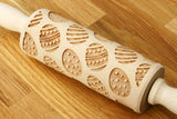 Engraved Embossing Embossed EASTER EGGS MINI KIDS SIZED rolling pin wooden laser cut pattern unique design by Wood's Good