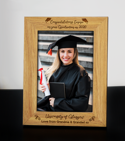 Personalised Wooden Engraved Graduation 2 Photo Frame University Degree Gift