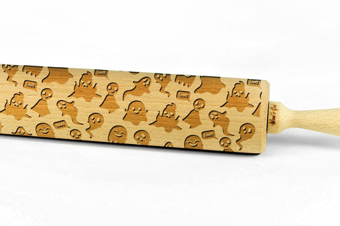 HALLOWEEN GHOSTS embossing rolling pin for cookies, laser engraved, solid wood, Christmas gift, Halloween Day present, boo treat or treat Halloween gift ideas spooky cookies MADE IN UK