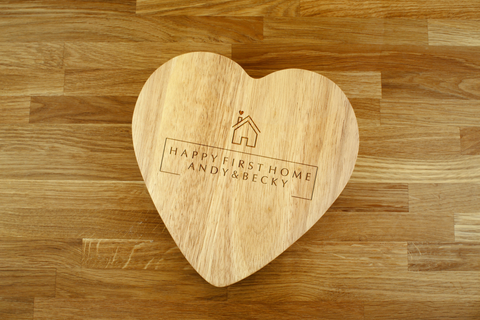 Personalised Engraved Heart Shaped Cheese Board Gift Set - HAPPY FIRST HOME