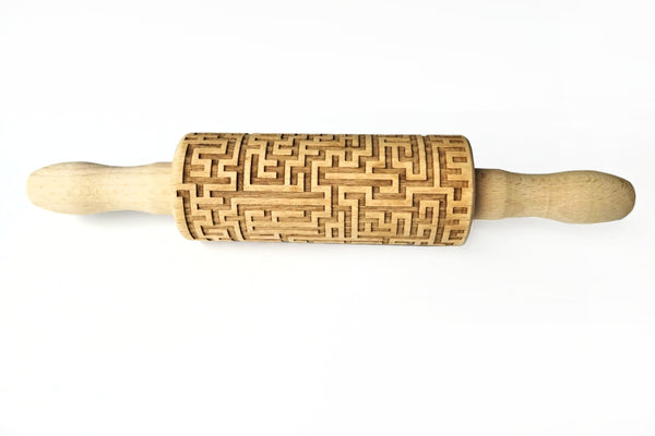MAZE / LABYRINTH – Embossing wooden MINI rolling pin – Wood's Good