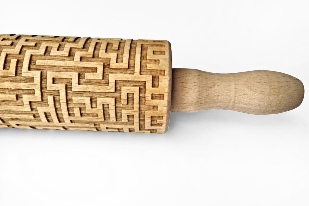 MAZE / LABYRINTH – Embossing wooden MINI rolling pin – Wood's Good