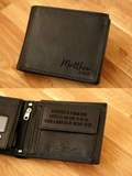 Personalised Engraved Black Leather Wallet RFID - NAME