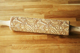 PAISLEY FLORAL PATTERN engraved embossed rolling pin BIG folklor pattern folk pattern christmas gift kitchen utensil cookie cutter