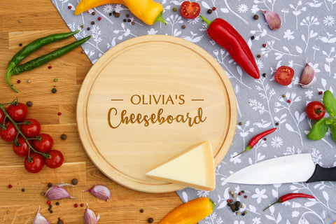 Personalised Engraved Cheese Round Chopping Board for Birthday Day Gift
