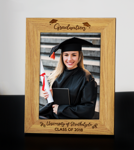 Personalised Wooden Engraved Graduation Photo Frame University Degree Gift