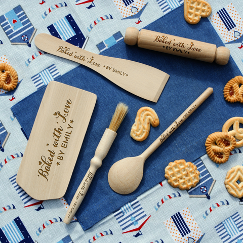 Personalised Engraved KIDS Baking Set - BAKED WITH LOVE