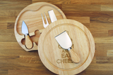 Personalised KEEP CALM AND EAT CHEESE Wooden Cheeseboard Gift Set - Engraved with Knife Set by Wood's Good - Made in UK - 
