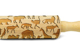 SAFARI ANIMALS mini kids embossing rolling pin for cookies, laser engraved, solid wood, Christmas gift, Mother’s Day present, safari, welcome to the jungle MADE IN UK
