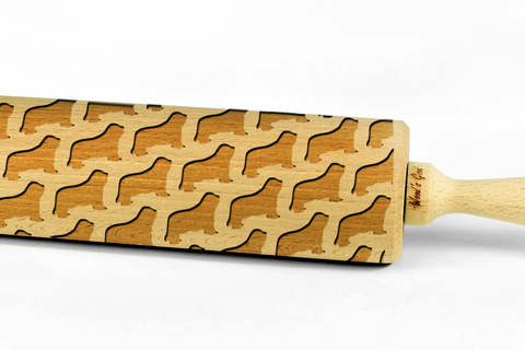 BEARDED COLLIE - Engraved rolling pin, embossing rolling pin with dog breed pattern by Wood's Good Made in UK