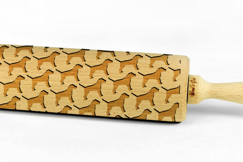 BORDER TERRIER - Engraved rolling pin, embossing rolling pin with dog breed pattern by Wood's Good Made in UK