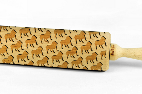 BULLDOG - Engraved rolling pin, embossing rolling pin with dog breed pattern by Wood's Good Made in UK