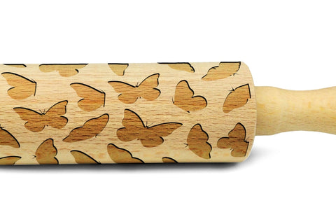 BUTTERFLIES mini kids embossing rolling pin for cookies, laser engraved, solid wood, Christmas gift, Mother’s Day present, spring, welcome to meadow MADE IN UK