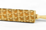 CATS 2 Embossing BIG Rolling Pin Wooden Laser Engraved Mini Rolling Pin With CATS For Embossed Cookies