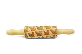 CATS Embossing BIG Rolling Pin Wooden Laser Engraved Mini Rolling Pin With CATS For Embossed Cookies
